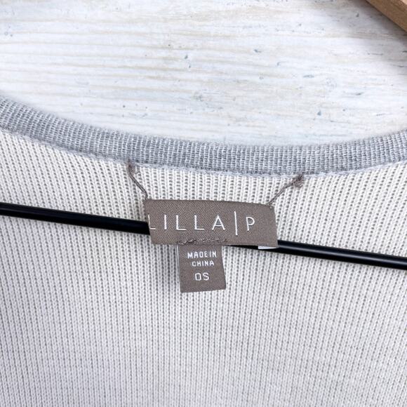 Lilla P Longline Open Front Ruana Sweater Gray Ribbed Knit Womens One Size OS - Picture 6 of 7